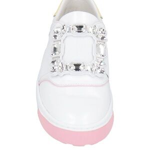Roger Vivier White Sneakers with Pink Accents and Silver Details